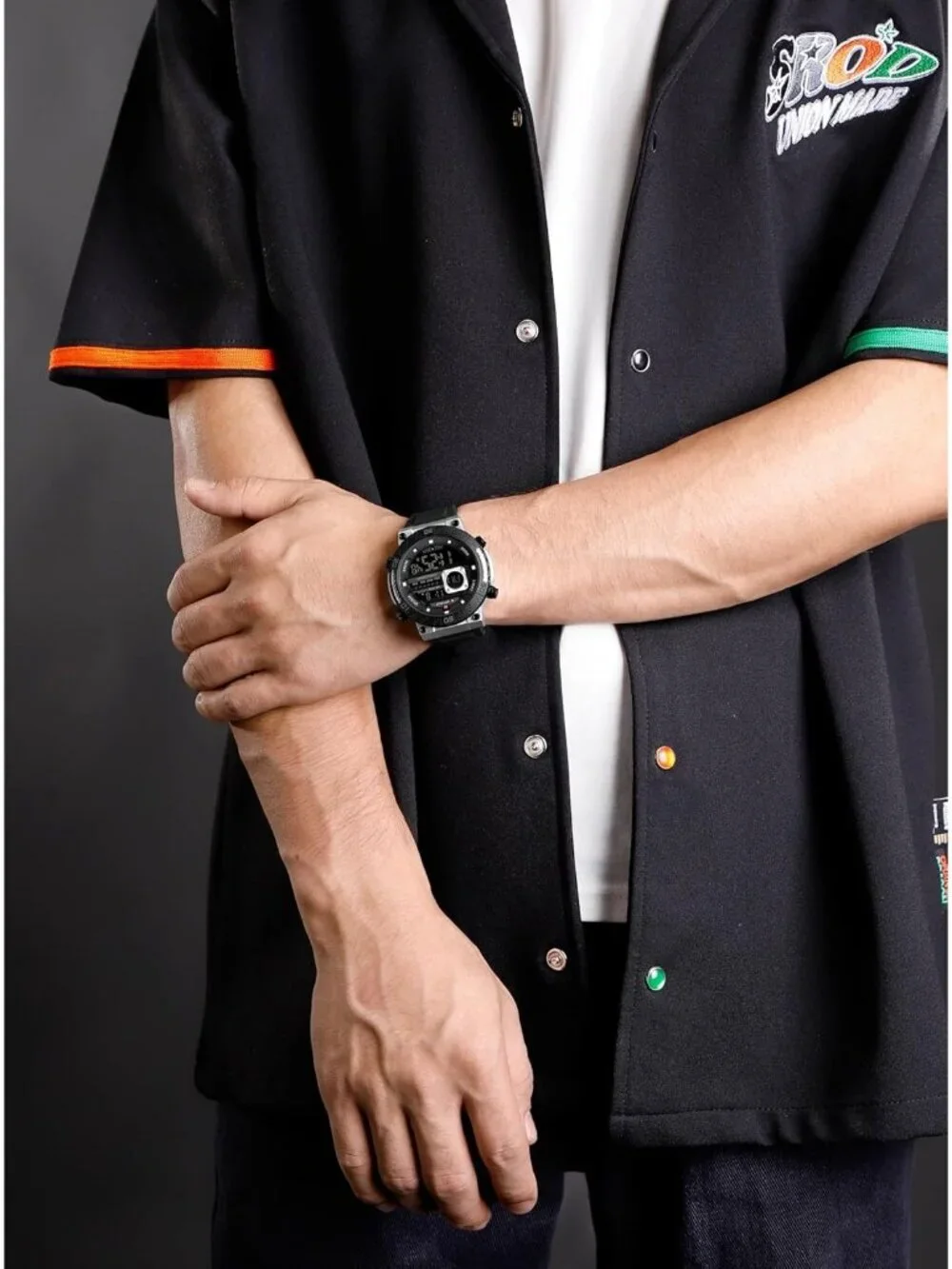 Men's Black Analog Quartz Military Waterproof Sports Chronograph Digital Watch